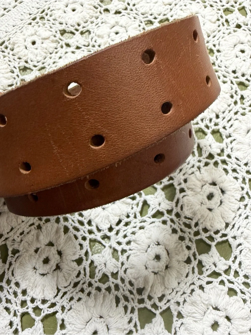 Men's Tan Leather Belt with Brushed Silver Buckle